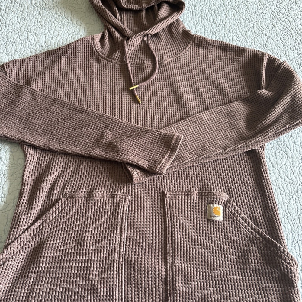 Carhartt Pullover Womens Small 4-6 Relaxed Fit Dusty Purple Waffle Long Sleeve